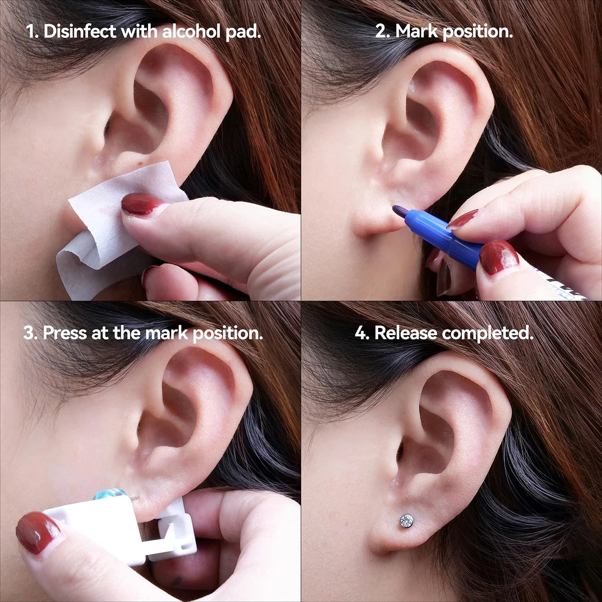 Disposable Ear Piercing Gun Kit with 4mm Zirconia Stud Earring Ear Piercing Kit Oasis Select