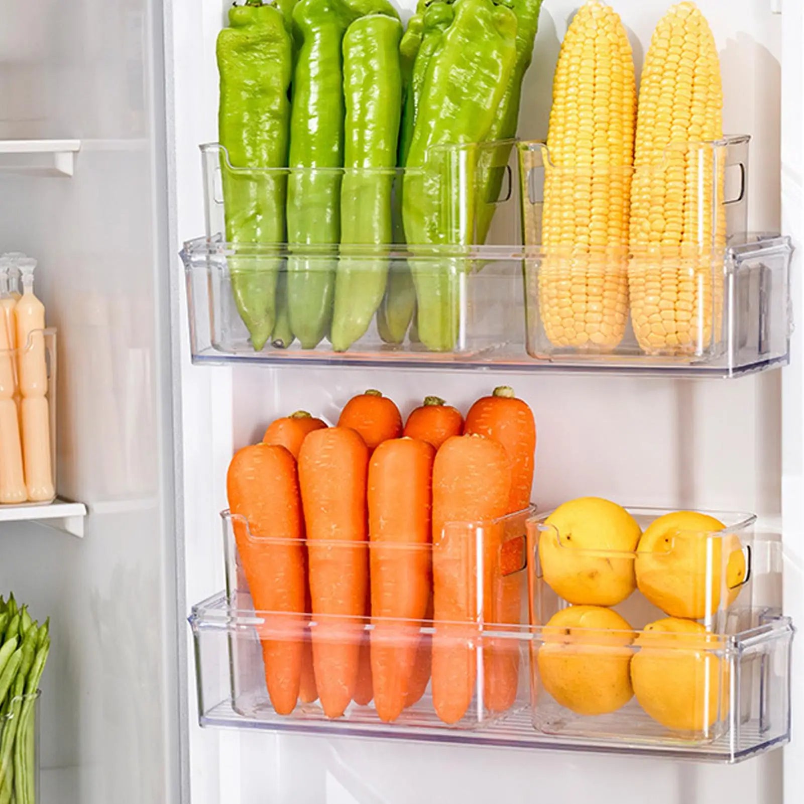 1PC Fridge Side Door Storage Boxes Portable Vegetables Fruits Eggs Fresh Preservation Box Kitchen Storage Containers Boxes Oasis Select