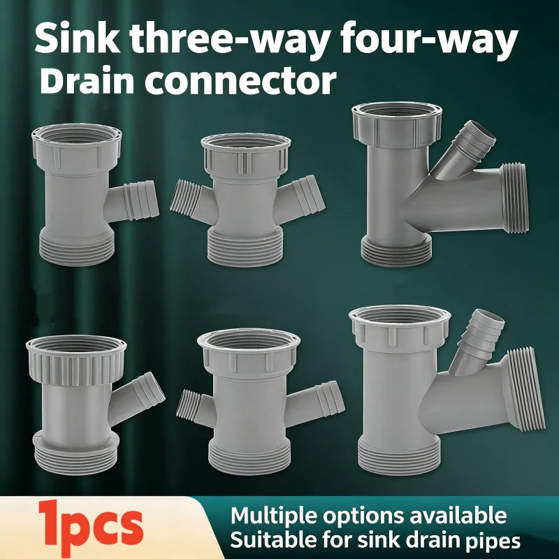 Sink Drain Pipe Adapter Y Shaped Basin Sewer Branch Connector Overflow Tube Thread Hose Joint for Kitchen Bathroom Accessories Oasis Select
