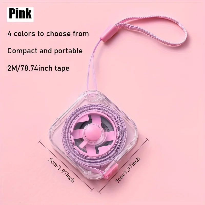 2-meter/6-foot Mini Soft Tape Measure, Portable and Extendable Locking Mechanism, and Clear Centimeter/inch Scale Oasis Select Pink
