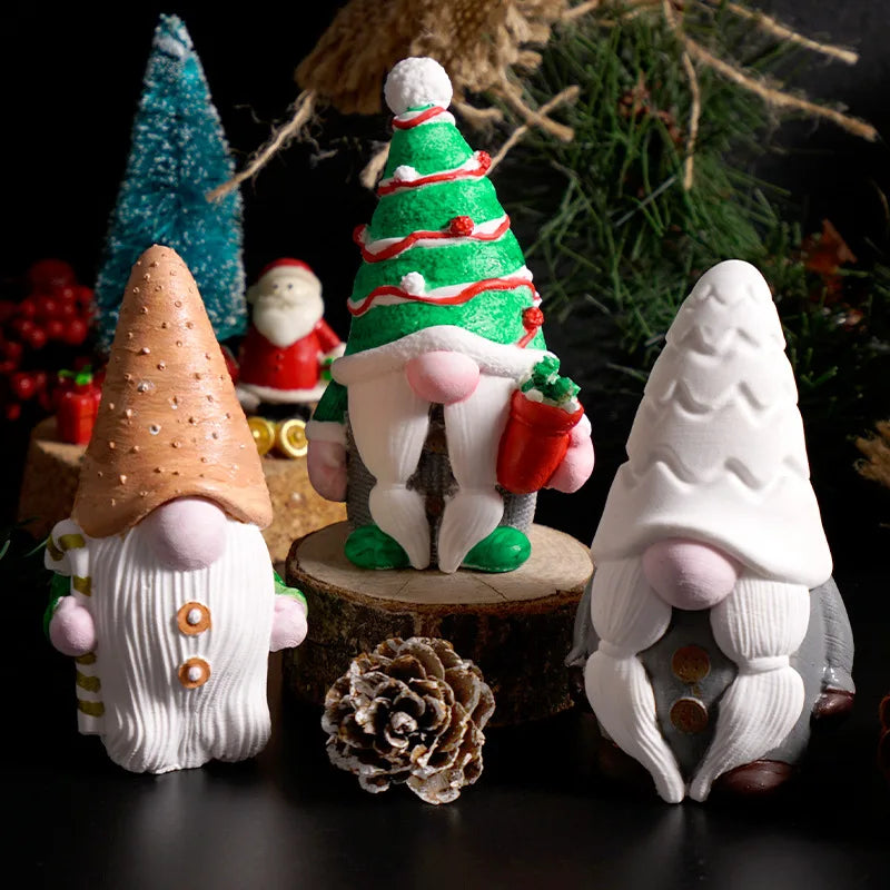Christmas Gnome Mold Christmas Gnome Figurine Handmade Ornament Santa Claus Candle Silicone Mold Oasis Select