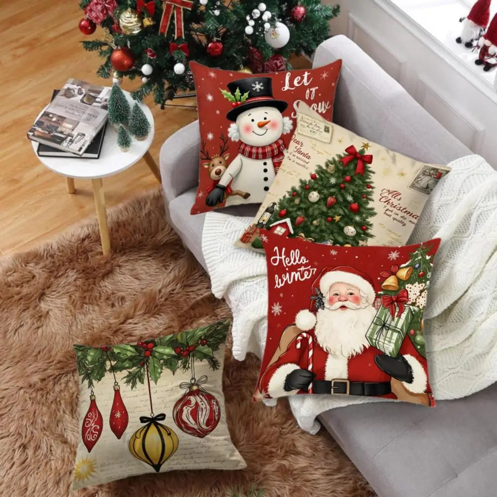 Christmas Cushion Cover 45x45cm – Tree & Snowflake Design