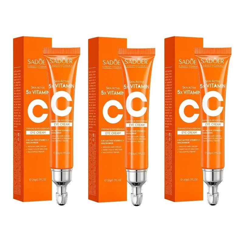 SADOER Vitamin C Eye Cream Anti Dark Circles Eyes Bags Remover Moisturizing Brightening Firming Skin Care Products for Eyes Oasis Select 3pcs