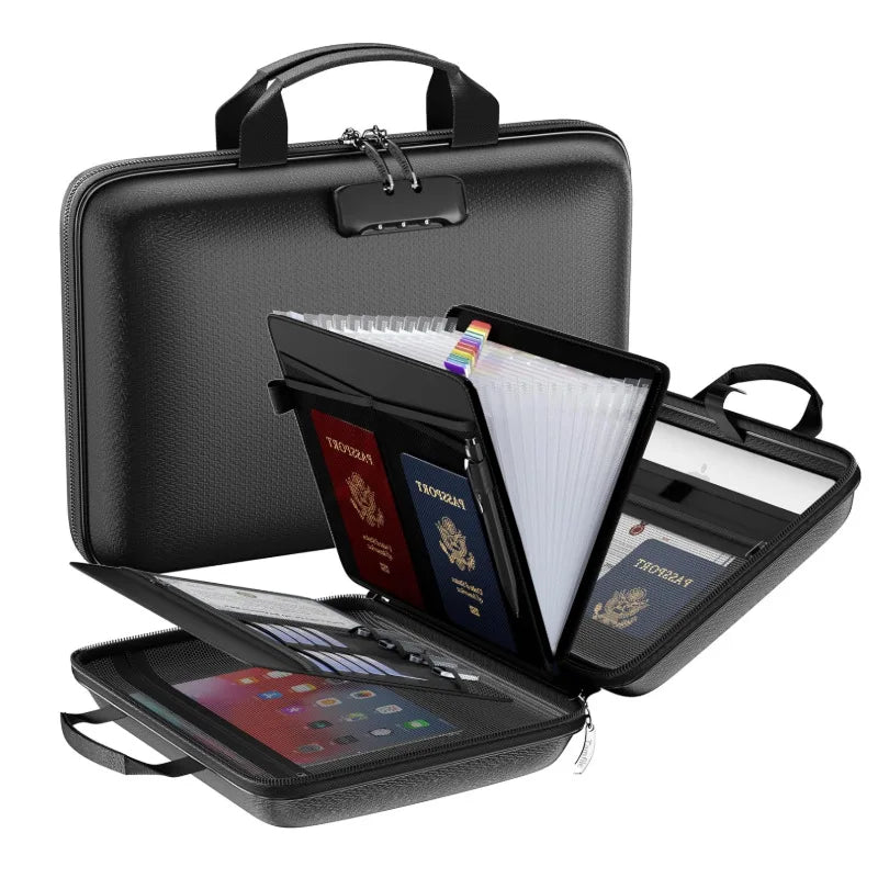 Fireproof Waterproof Document Bag Portable Hard Case for Certificates Passports Gun Safe Oasis Select White
