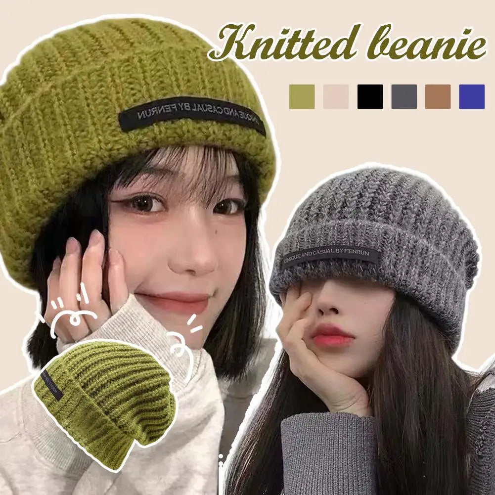 Autumn and winter warm knit hat new hat, women's pile pile ear protection yarn hat, versatile, small face, big head circumferen Oasis Select