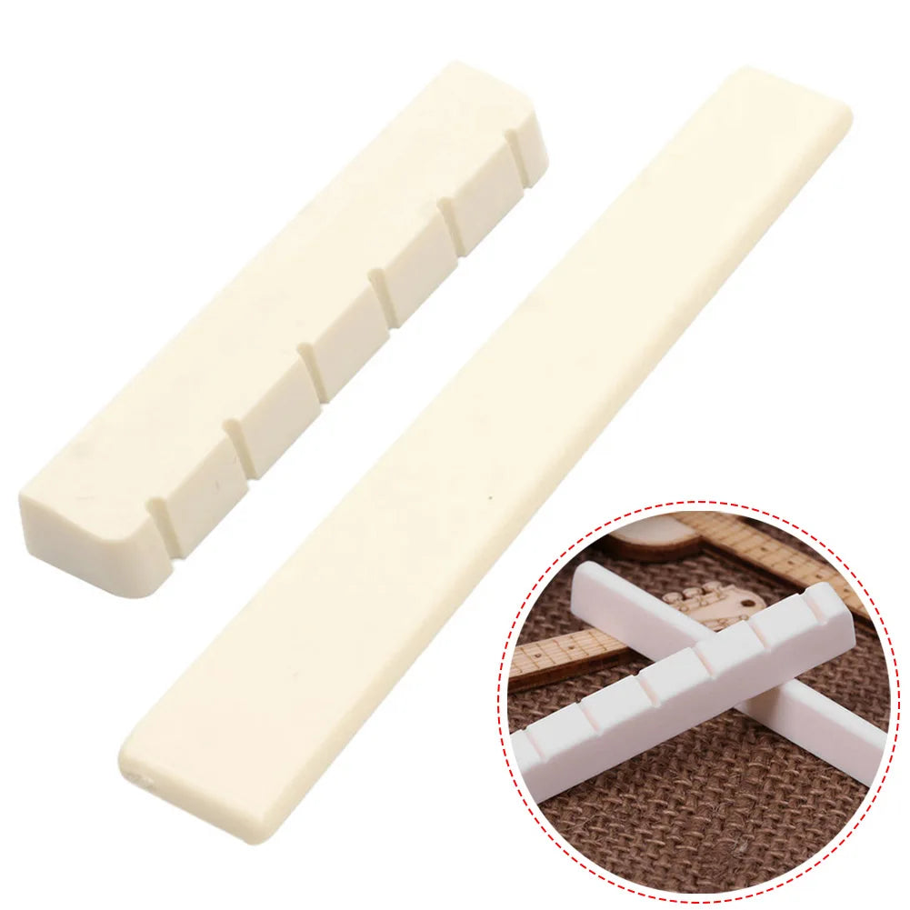 6 String Bone Guitar Bridge Saddle Nut White Bone Bridge Replacement Parts 80mm 52mm Real Bone Guitar Nut Saddle Bass For Music Oasis Select
