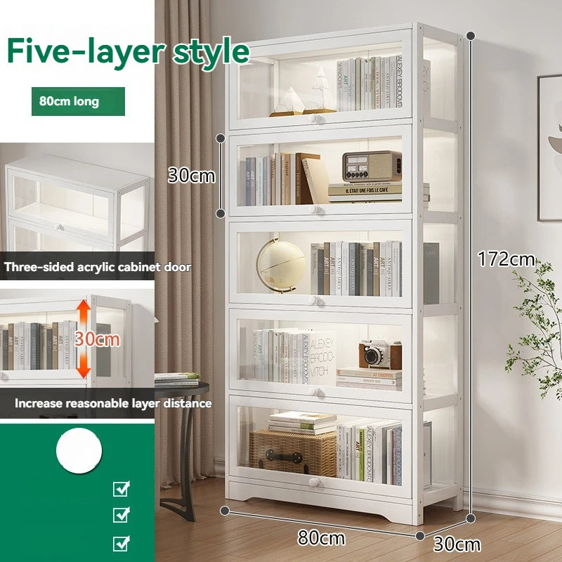 Handmade display cabinet, transparent acrylic bookshelf, dust-proof bookshelf, doll storage rack, living room floor standing sto Oasis Select 5th floor B