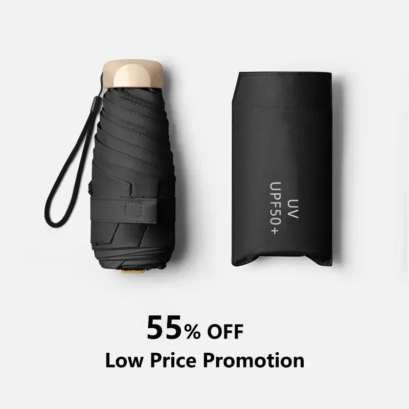 55% Off Mini Sun Umbrella Small Pocket Rain Umbrella Vinyl Folding UV Ultraviolet Protection Sun Shade Pocket Parasol Capsule Oasis Select