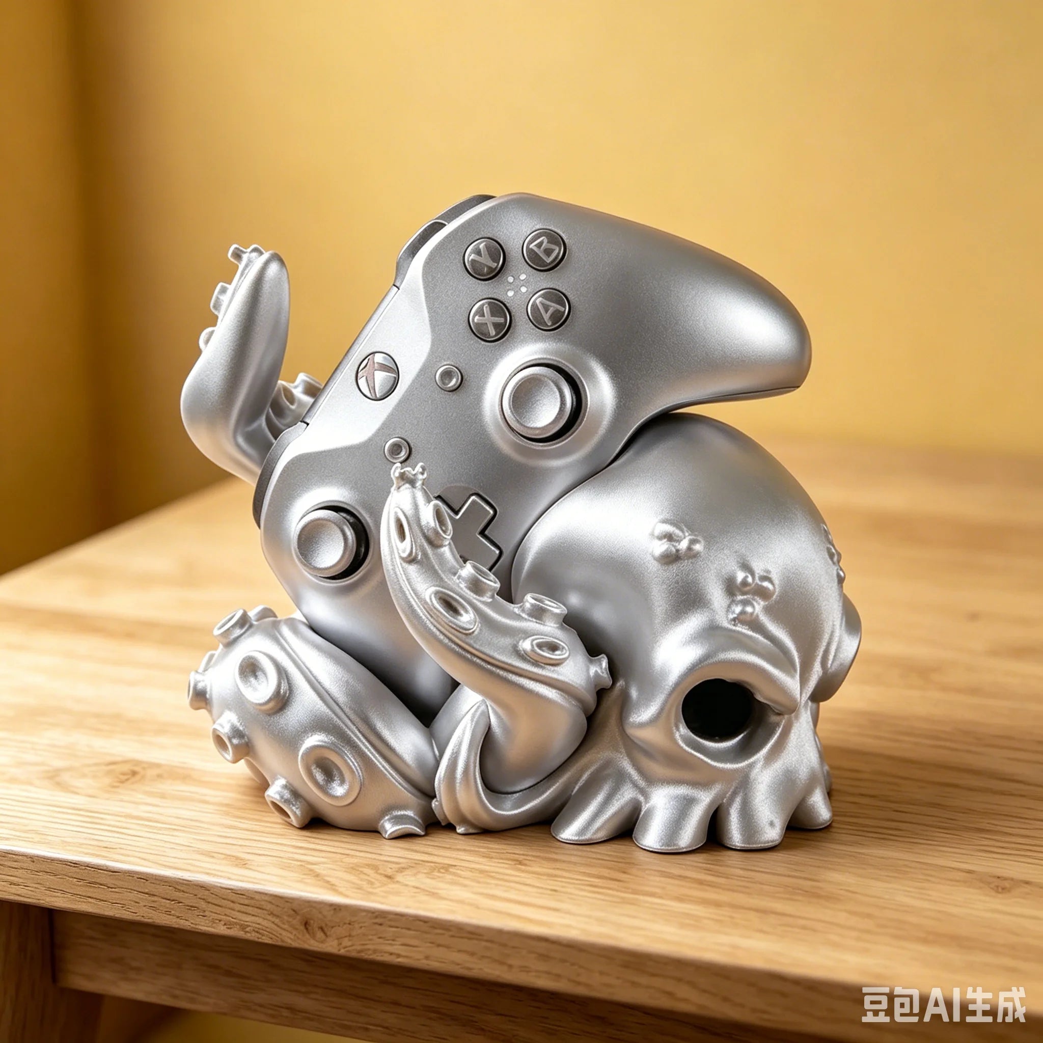 3D Printed Octopus Arm Controller Stand Universal Gamepad Holder Compatible with PS5 Xbox Creative Tentacle Shape Desk Ornament Oasis Select silver