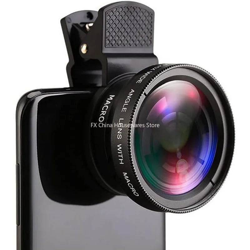 2 IN 1 Lens Universal Clip 37mm Mobile Phone Lens Professional 0.45X 49uv Super Wide-Angle + Macro HD Lens For iPhone Android Oasis Select