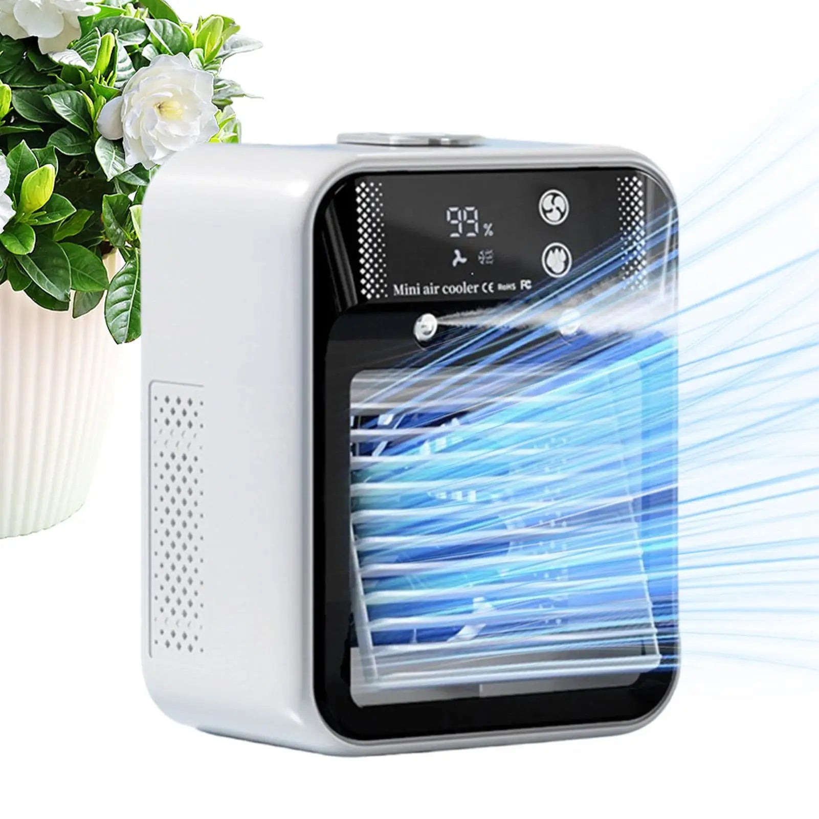 Air Cooler 2-Speeds Personal Cooling Mini Misting Ac 500ml Water Tank Portable Air Conditioner for Home Office Outdoor Car Oasis Select