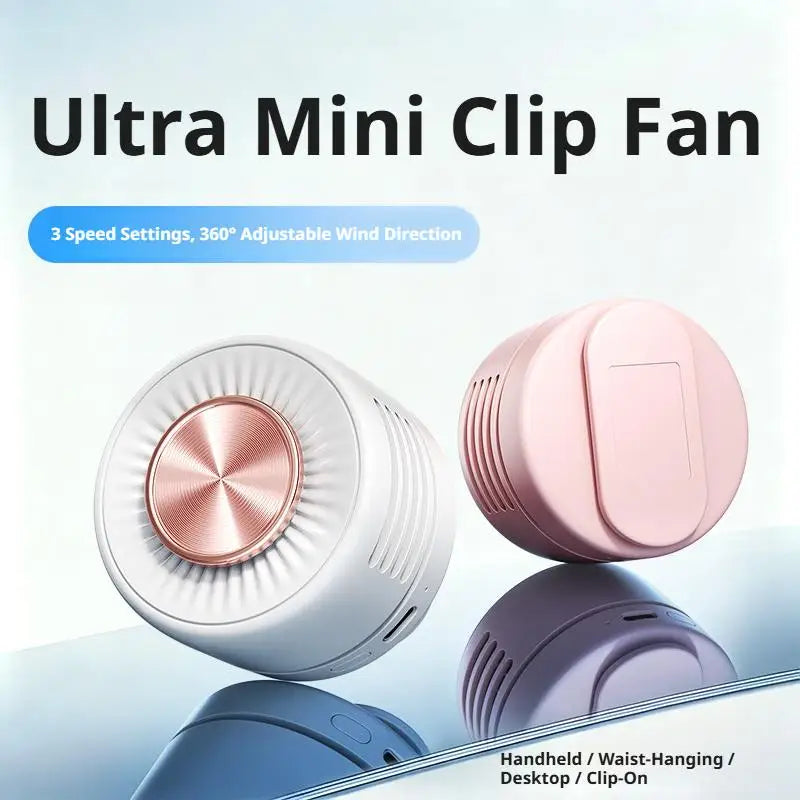 Portable Bladeless Clip Fan Cyclone Mini Air Blower 360 Rotation USB Rechargeable Fan For Outdoor Travel Camping Backpack Oasis Select