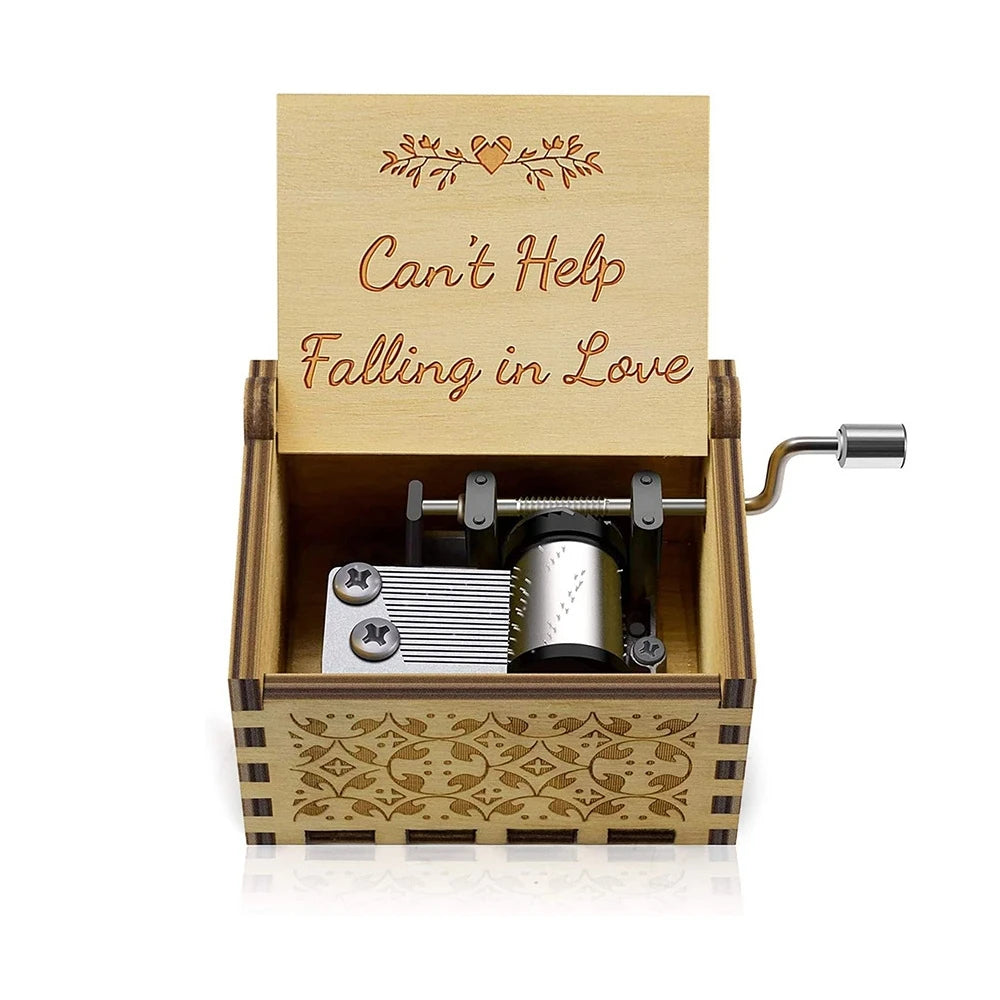 Wooden hand cranked music box falls in love, UV painted music box gives nostalgic handmade gift Oasis Select 18