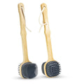 Soft Silicone Body Cleansing Brush Detachable Long Wooden Handle Design Bath Grooming Tool Gentle Exfoliating Accessory Oasis Select Grey-1pc