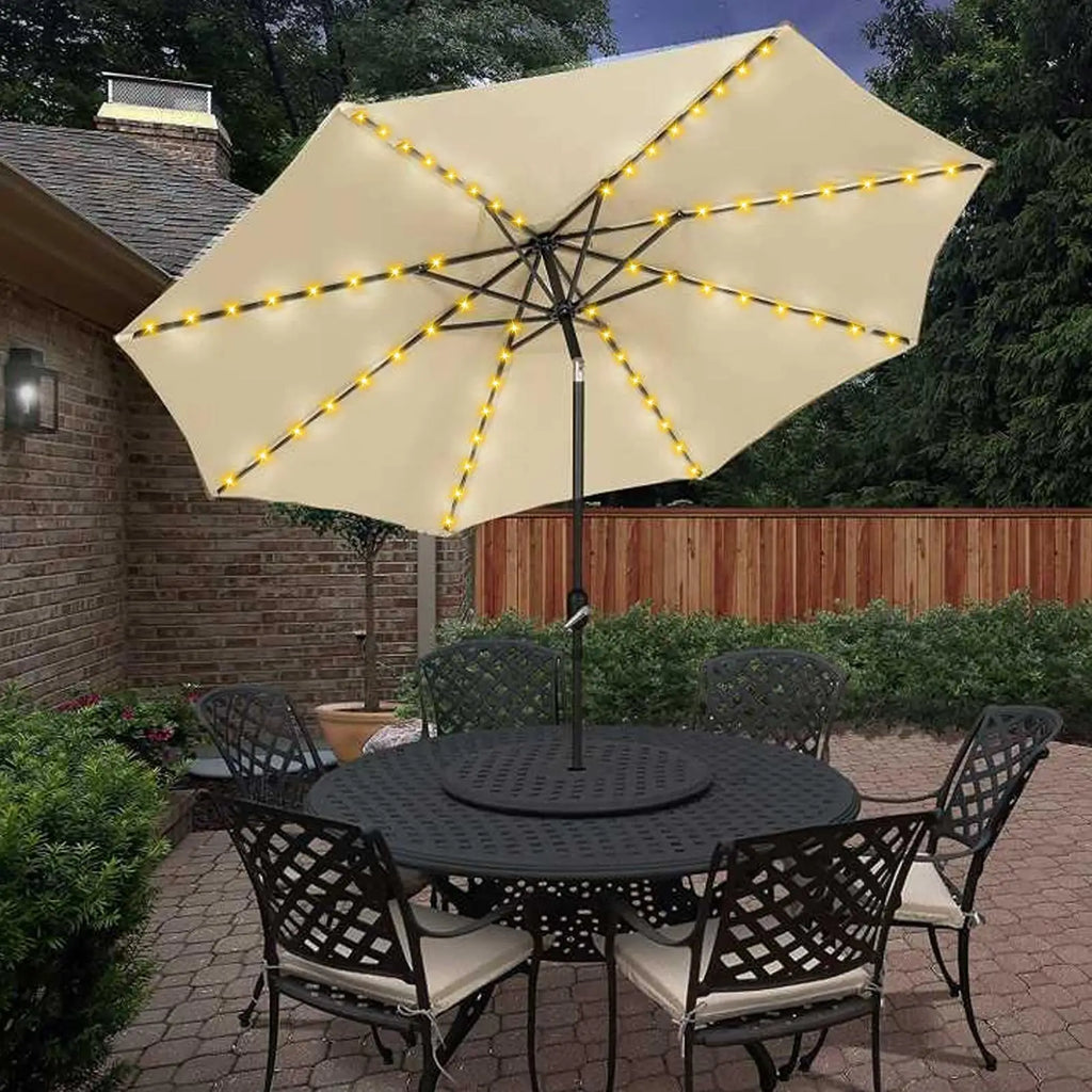 Umbrella Light Solar Operated Outdoor Parasol Lamp Waterproof String Light With 8 Brightness Modes Solar Powered Parasol Light Oasis Select