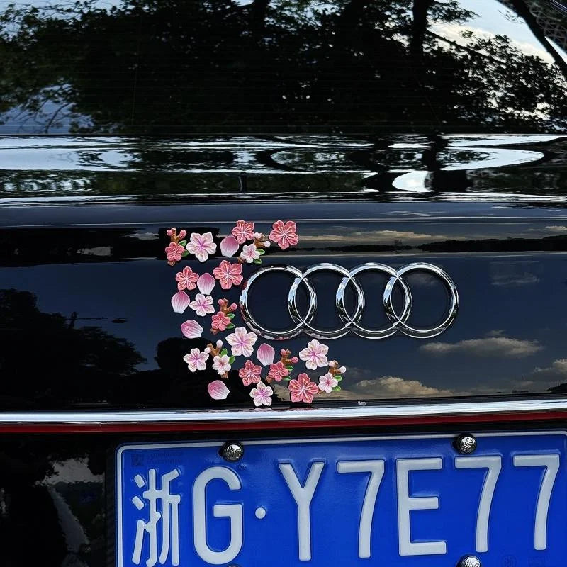 3D cherry blossom car sticker covers scratches, new car rear decoration ornament, electric car DIY decoration sticker Oasis Select
