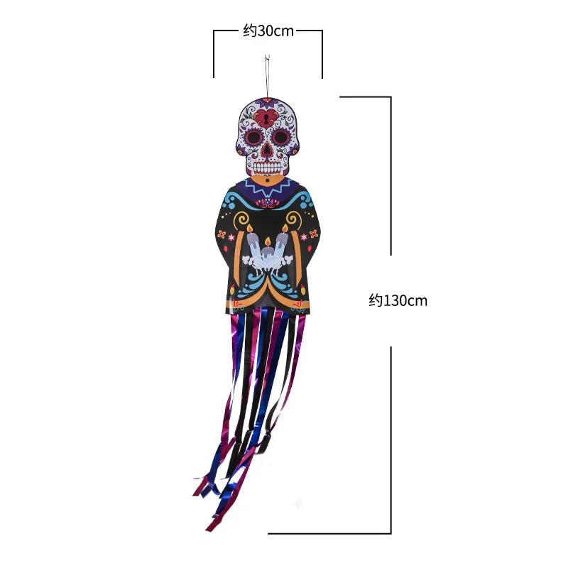 Day of the Dead Skeleton Couple Porch Hanging Flag 130×30cm