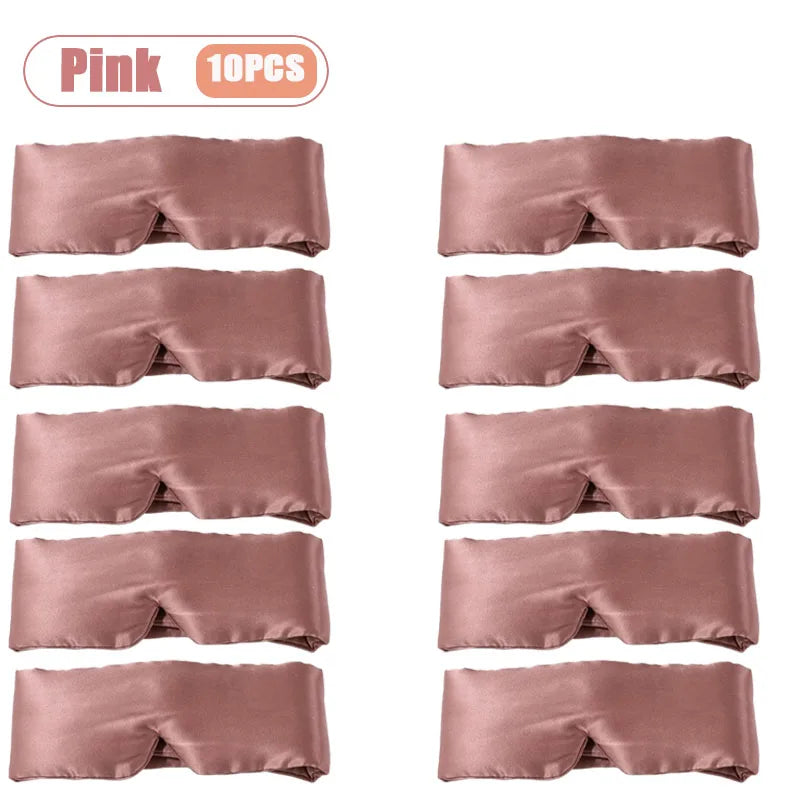 1-10PCS Silk Feel Sleep Mask Embroidered Floral Light Blocking Eye Cover for Women Men Travel Midday Nap Home Weighted Oasis Select Pink-10PCS