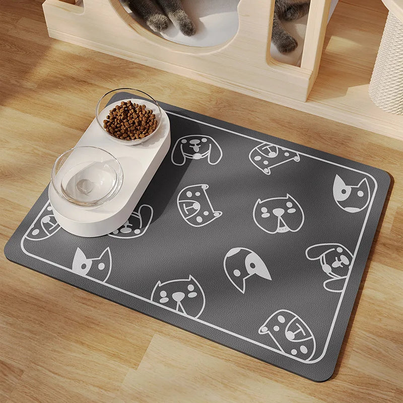 Pet Feeding Floor Mat, Water-absorbing, Cooling and Anti-slip Mat, Cat Mat and Dog Mat, Special Wipe and No-wash Pet Mat Oasis Select Dog dark gray S 35x50