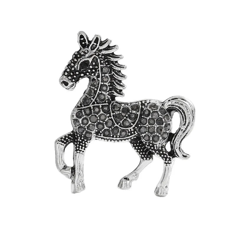 Fashion Rhinestone Horse Brooch for Women Men Zodiac Animal Brooches Lapel Pins Party New Year Jewelry Clothes Accessories Oasis Select Style 4