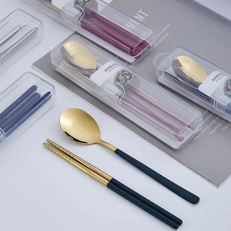304 stainless steel portable tableware set chopsticks spoon outdoor Korean single tableware Oasis Select
