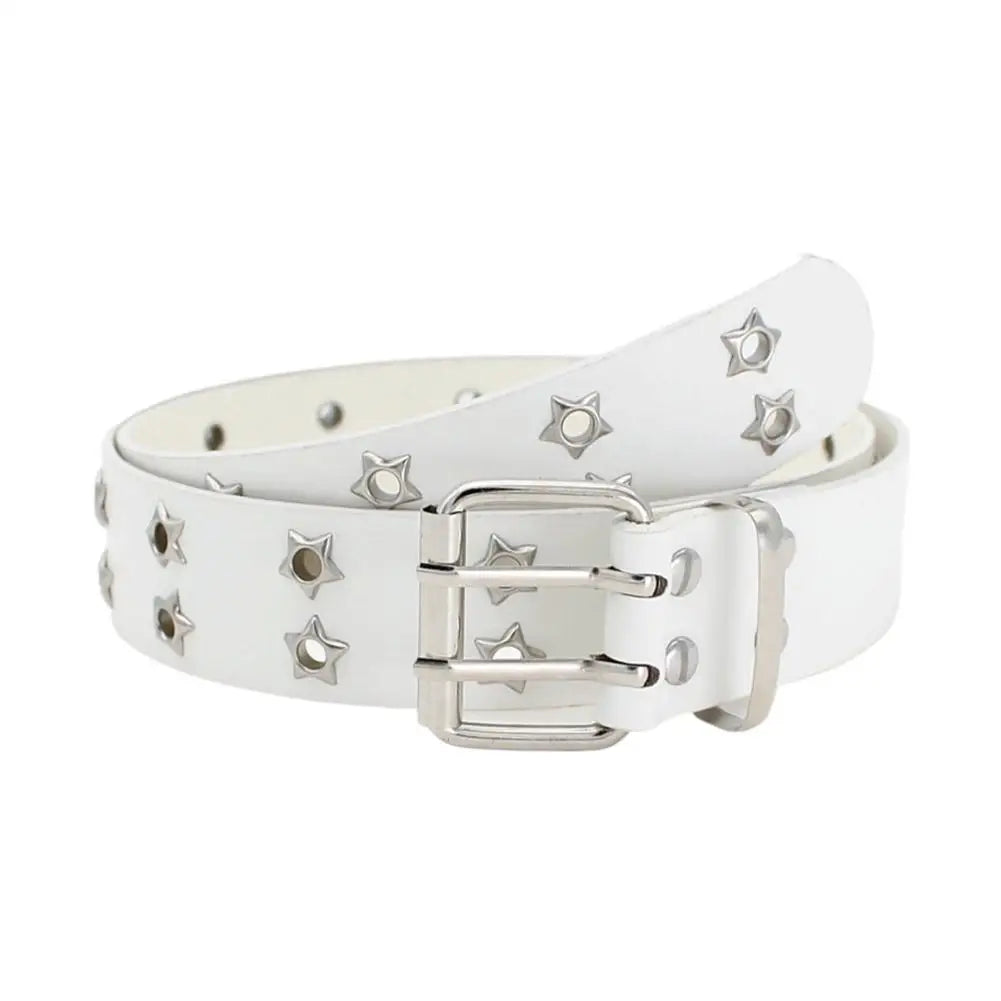 Y2K Punk Rivet Star Belt – Gothic PU Waistband for Jeans & Skirts