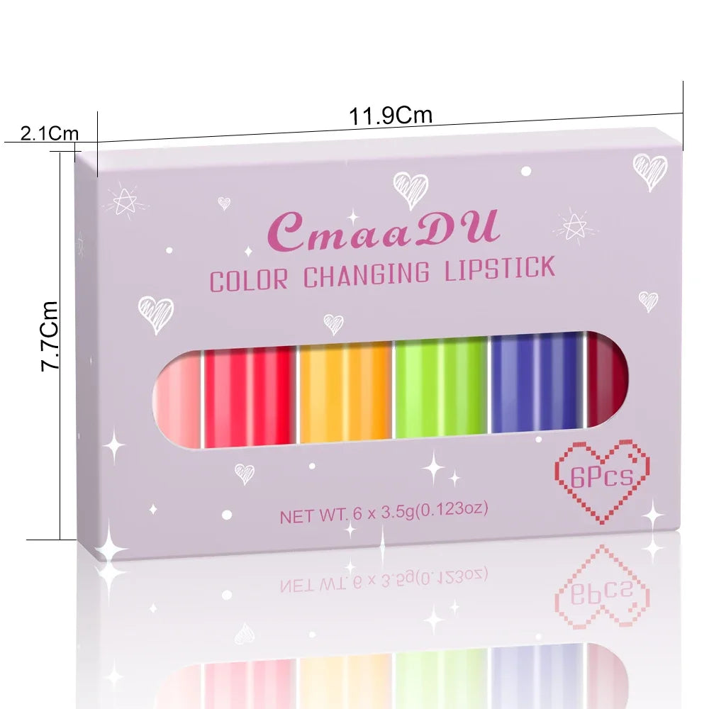 CmaaDu 6-Color Long-Lasting Moisturize Lip Gloss Waterproof Liquid Lipstick Set - Fruity，Color Changes As the Temperature Rises Oasis Select