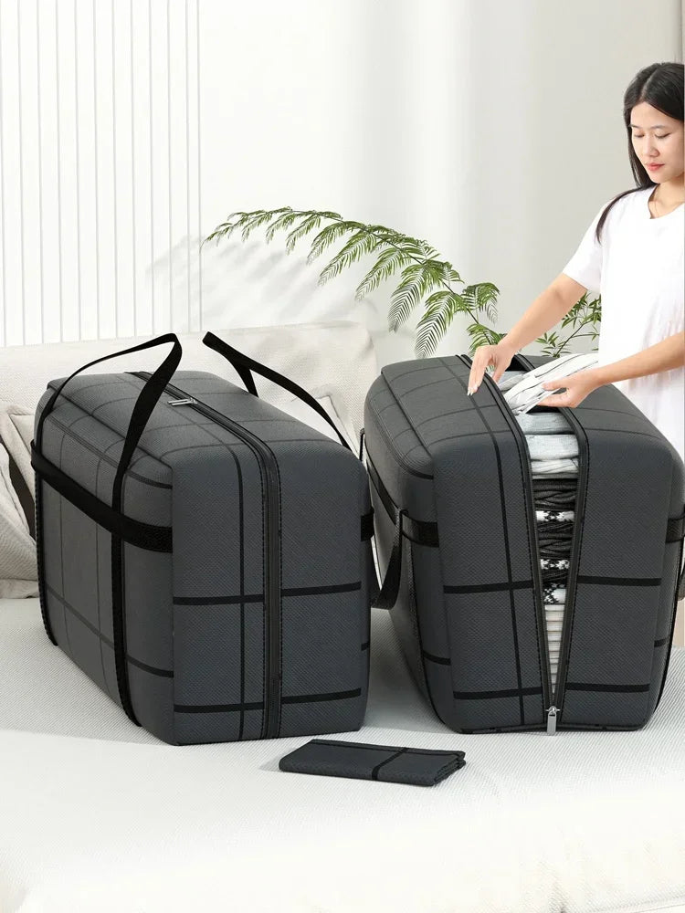 Portable Large Capacity Folding Clothing Storage Bag Hand-Held Duffel Bag Double Zipper Padded Bag Wardrobe Organizer Moving Bag Oasis Select
