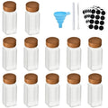 12pcs Spice Jars with Labels Thickened Glass Seasoning Containers with Bamboo Lids Sealed Seasoning Bottles with Silicone Funnel Oasis Select 12pcs-set