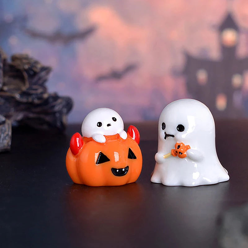 Halloween Micro Landscape Miniature Figurines Cute Pumpkin Ghost Vampire Decoration Resin Craft Mini Fairy Garden Ornaments Oasis Select