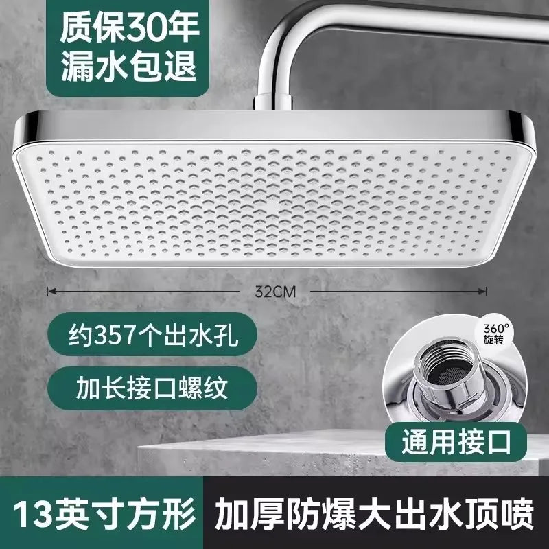 New 12 inch Big Panel Rainfall Shower Head High Pressure Water Saving Top Rain Shower Faucet Bathroom Accessories Set Oasis Select Top Shower Sliver