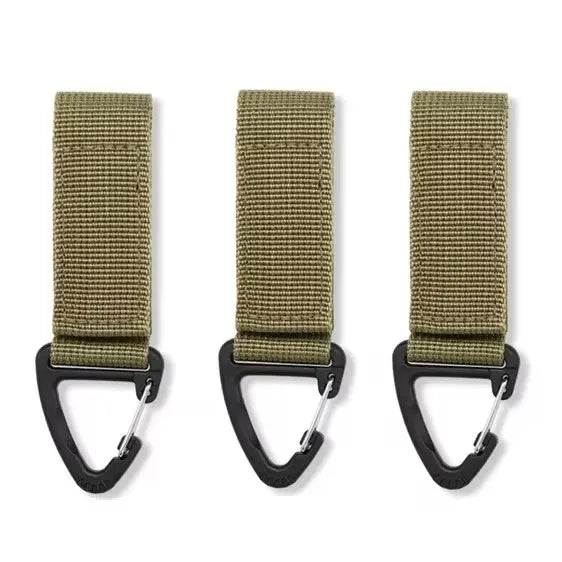 3/6/9pcs Outdoor Camping Carabiner Nylon Tactical Backpack Key Hook Webbing Buckle System Belt Buckle Hanging Climbing Accessory Oasis Select 3pcs khaki
