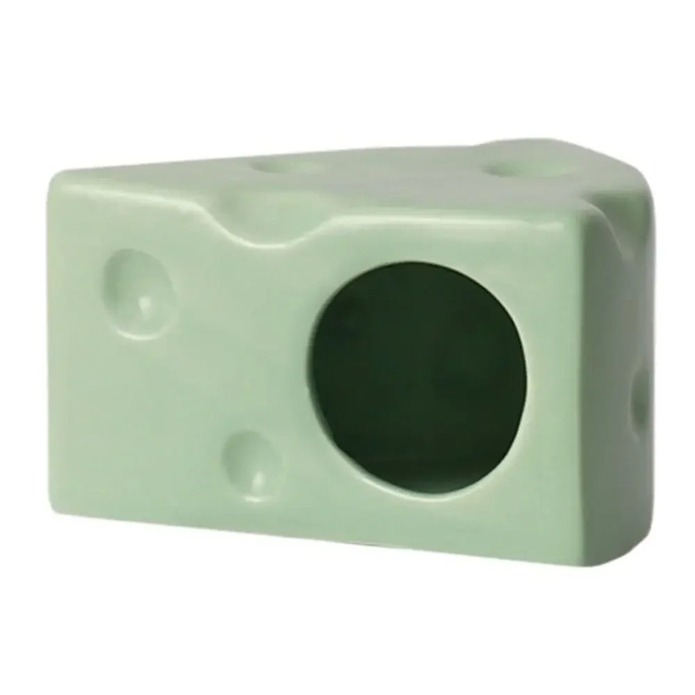 Durable Creative Hamster Hideout Cheese Shape Decorative Feeding Dish Cute Ceramics Hut Ceramics Hamster House Drinker Oasis Select Green-Big Cheese