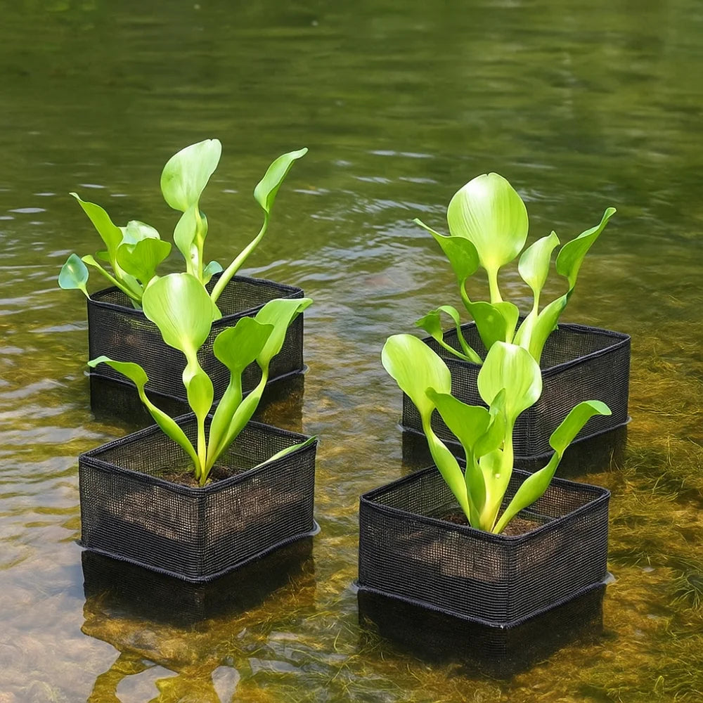4Pcs Breathable Mesh Pond Plant Baskets Reusable Square/Round Aquatic Planting Bags Easy To Clean Enhanced Root Hydration Oasis Select