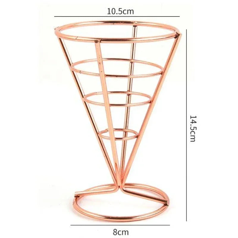 Fries Stand Fried Chicken Display Rack Stainless Appetizers Stand Cone Baskets Sauce Salad Dipping Cup Kitchen Party Tool Oasis Select