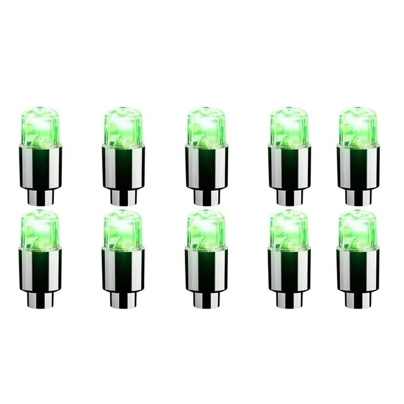 2/8/16Pcs Colorful Car Tire Valve Caps LED Car Motorcycle Cycling Wheel Lantern Spokes Hub Tyre Lamp Wheel Caps Oasis Select 10Pcs Green