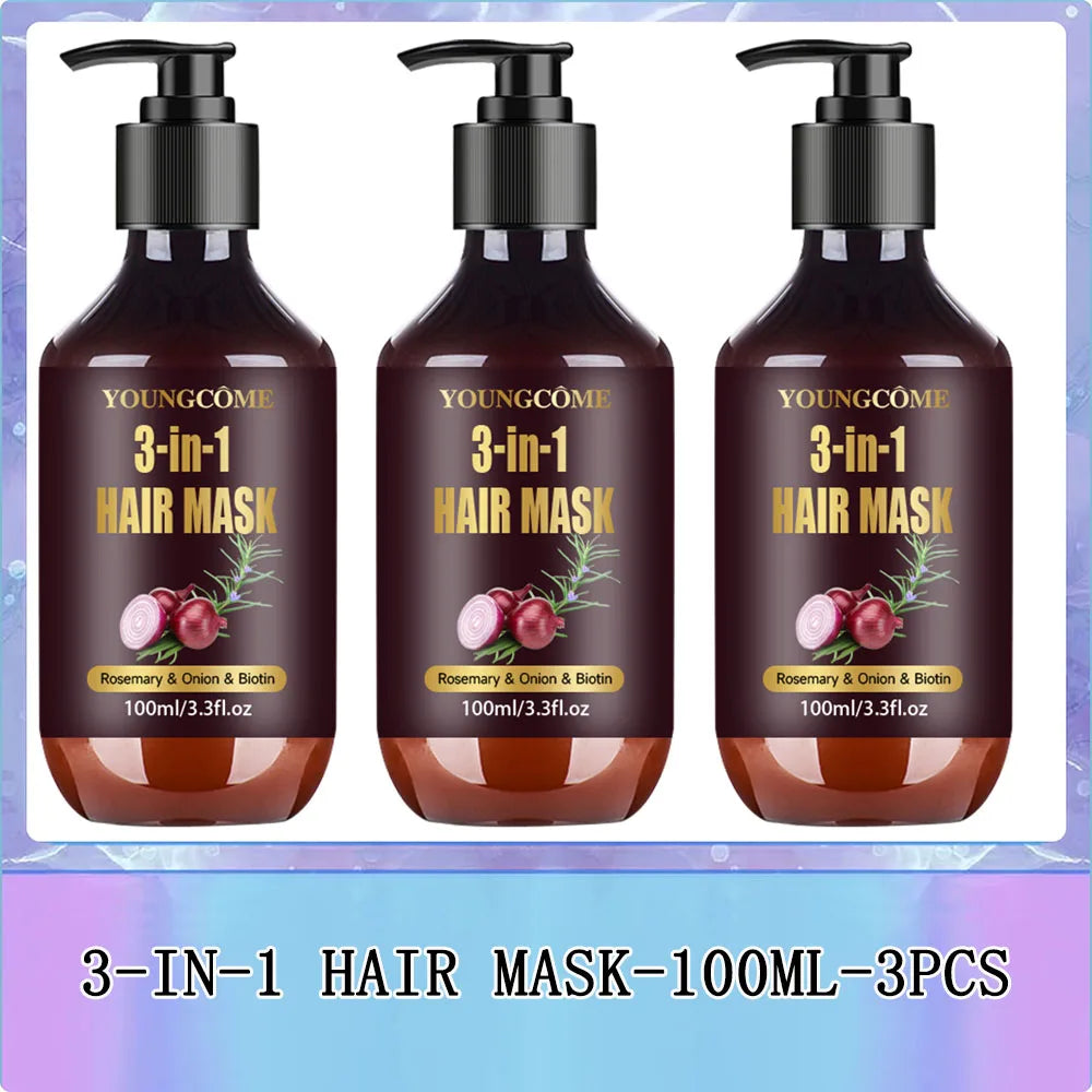 Organic Hair Mask with Rosemary, Onion Biotin 3-in-1 Natural Treatment Nourish Reduce Hair Loss Anti-Breakage Hair Products100ml Oasis Select Set C-100ML