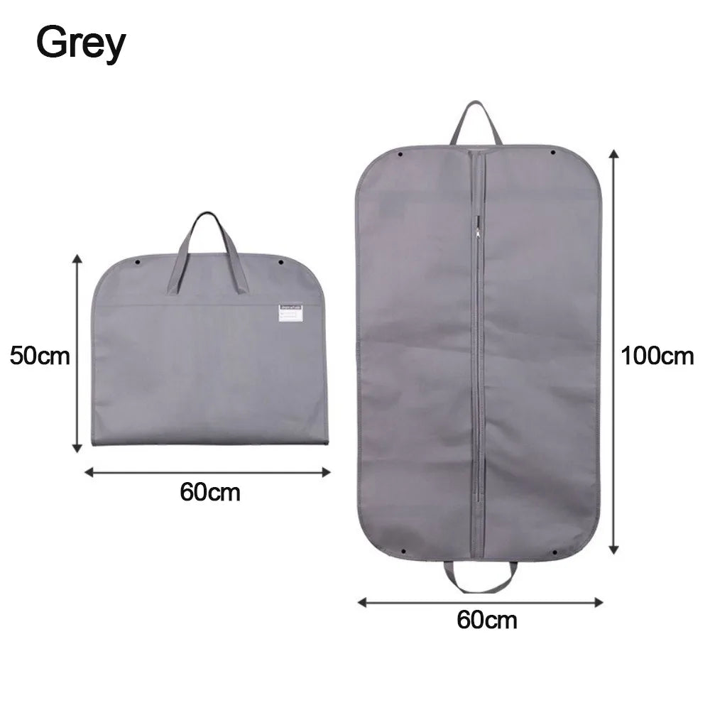 New Foldable Garment Bag Portable Non-woven Suit Storage Bag Solid Color Clothing Dustproof Cover Oasis Select Grey