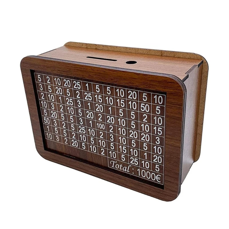 Wooden Euro Piggy Bank Money Box with Counter & Saving Goal Wooden Piggy Bank Oasis Select 1000 brown