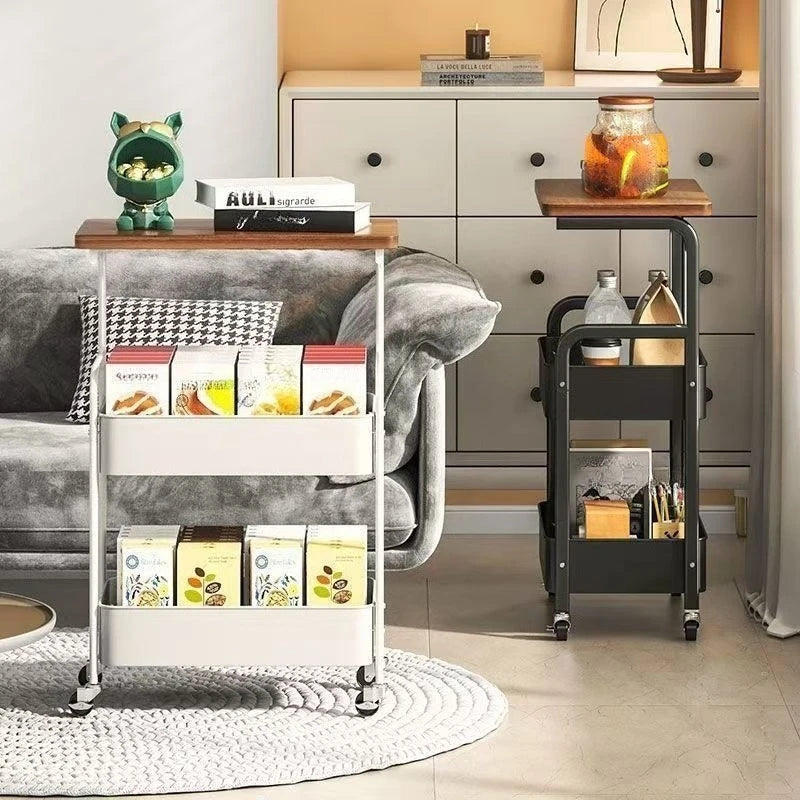 Heavy Duty Steel Rolling Storage Cart with Locking Wheels Multi Tier Utility Organizer for Kitchen Office Dorm Bathroom Bedroom Oasis Select WHITE