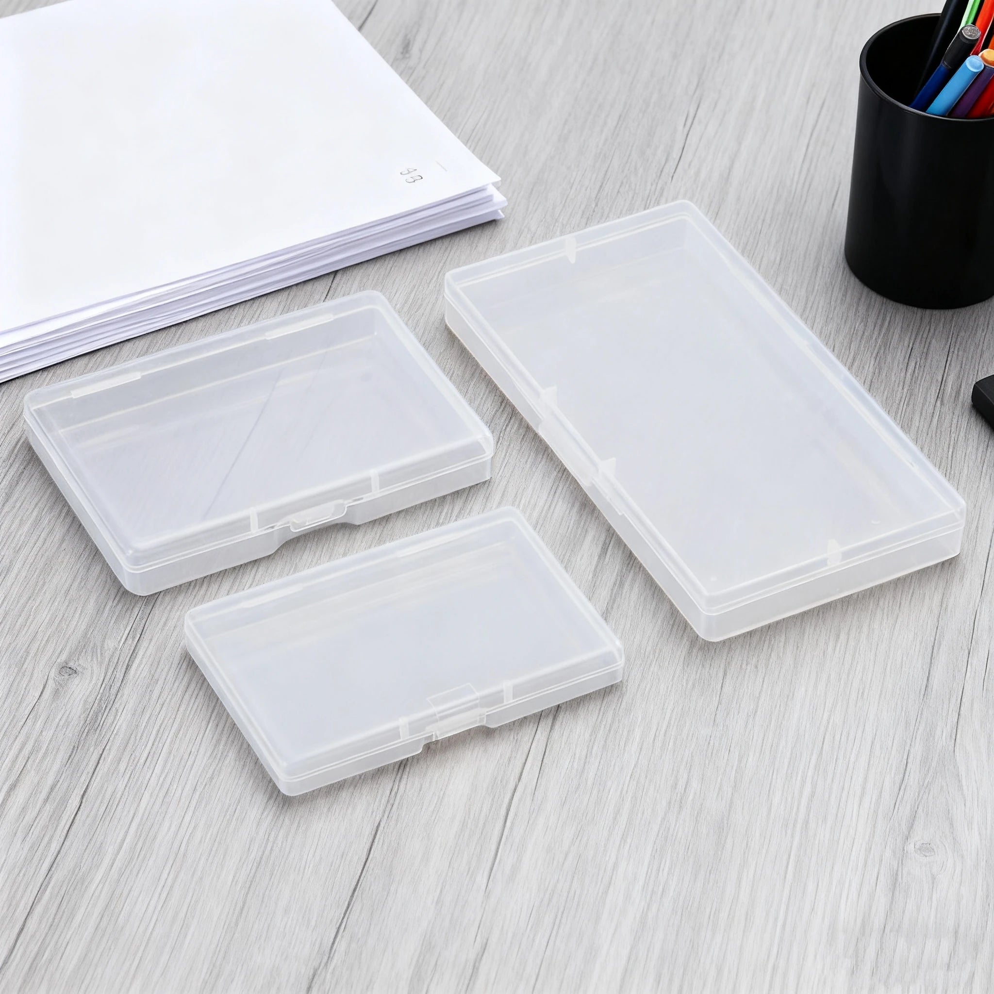 10Pack PP Plastic Rectangular Flat Box Transparent Design Storage Box Convenient To Locate And Retrieve Items Oasis Select