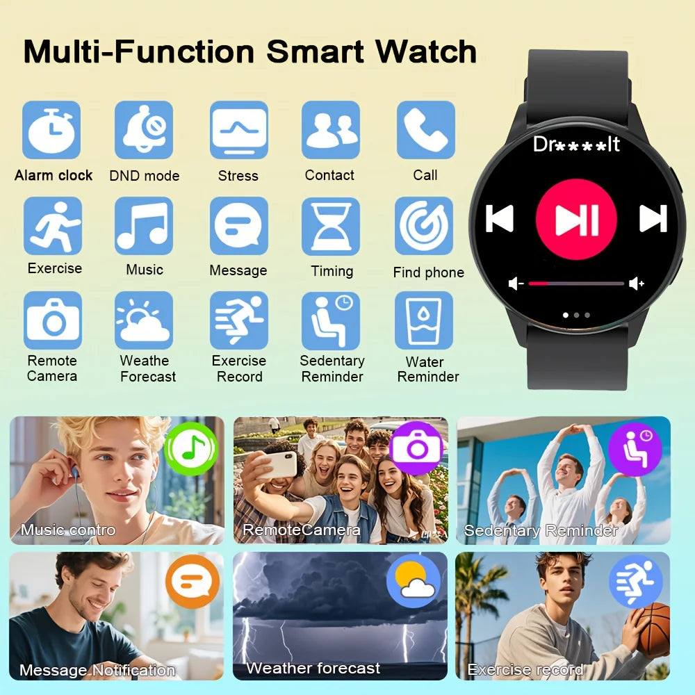 ERUN Smartwatch – Round Screen, Wireless Calls & Sports Mode