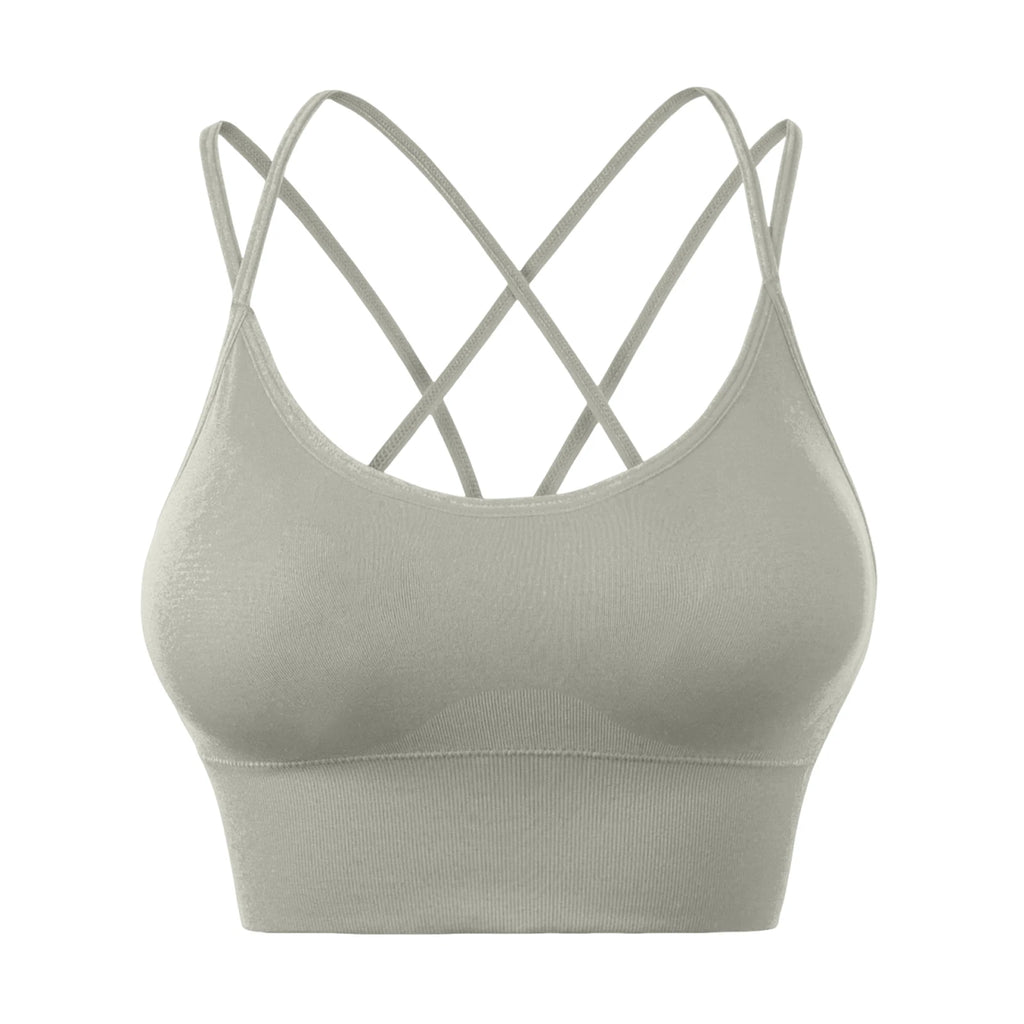 Wirefree Sports Bra Women's Sexy Back Shockproof Fitness Crisscross Brassiere Training Sports Running Yoga Tank Tops Sportswear Oasis Select Mint Green 34