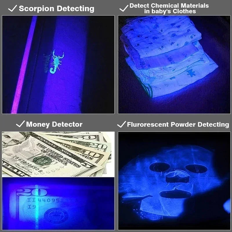 Wavelength Violet Flashlight UV LED Portable Flashlight 395nm Black Light Pet Urine Scorpion Feminine Hygiene Detector Torch Oasis Select