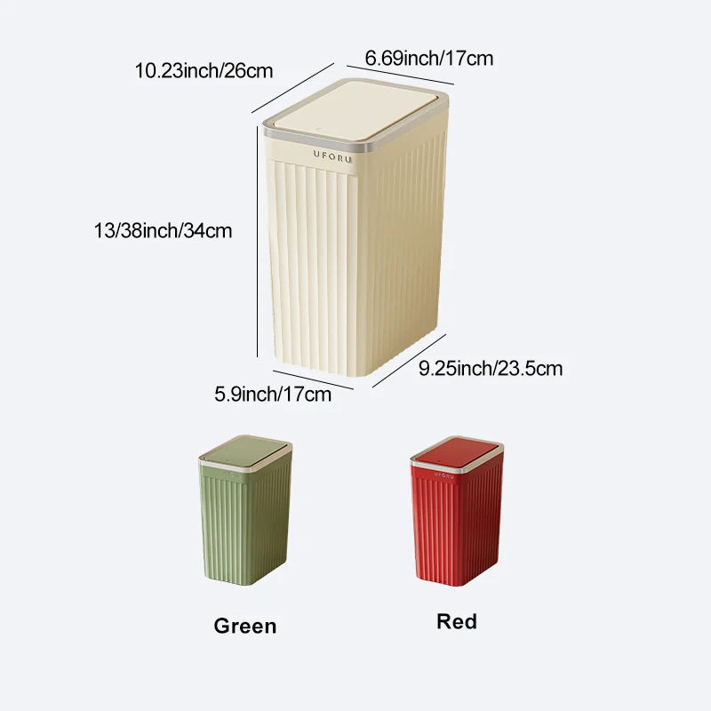 1pc Push-button waste bin, large capacity, non-slip base, sealed odour-proof lid, suitable for kitchens, bathrooms, offices Oasis Select