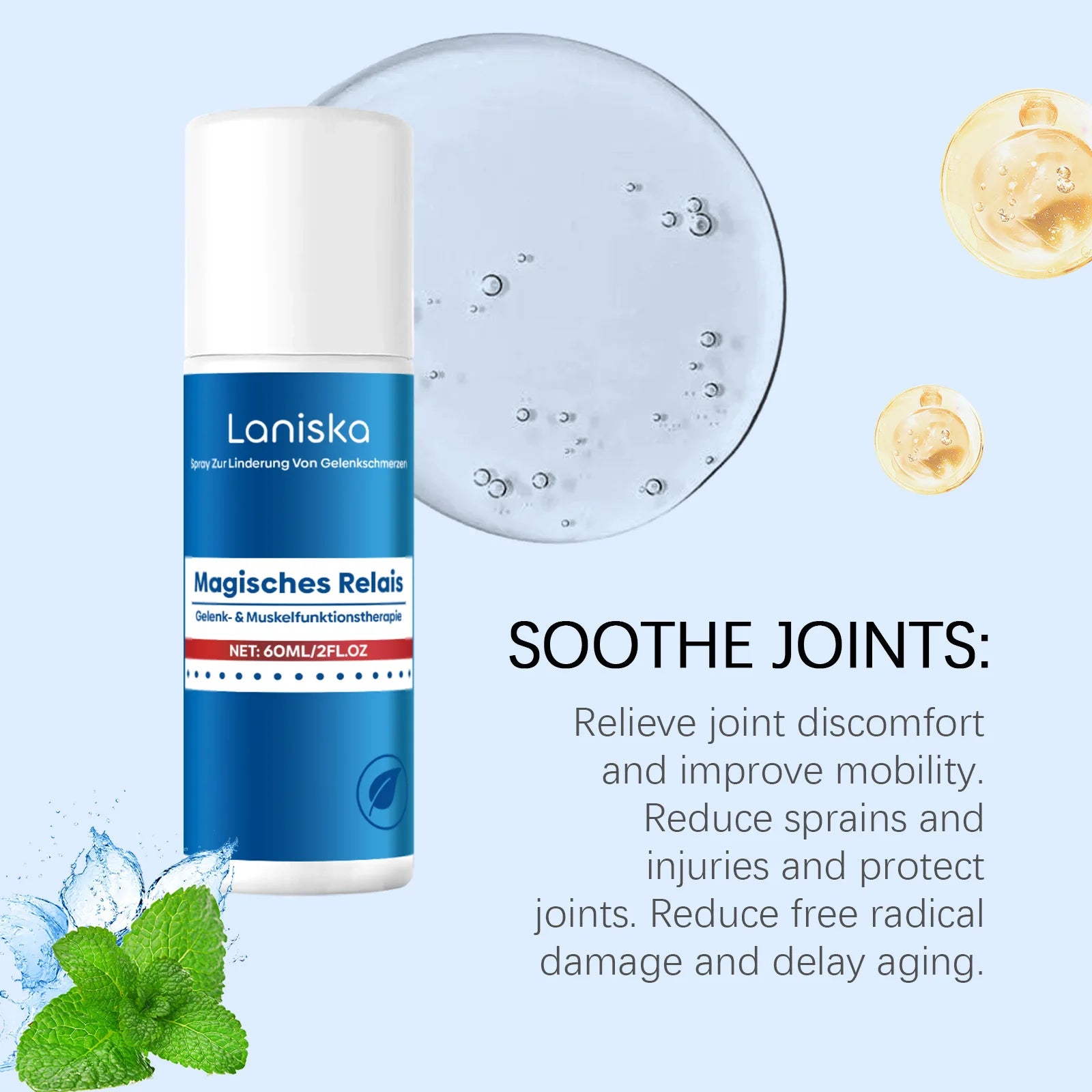 LANISKA Joint Care Spray Treat Pain Reducing Stress Eliminate Fatigue Nourishing Skin Enhance Vitality Body Joint Relieve Sprays Oasis Select