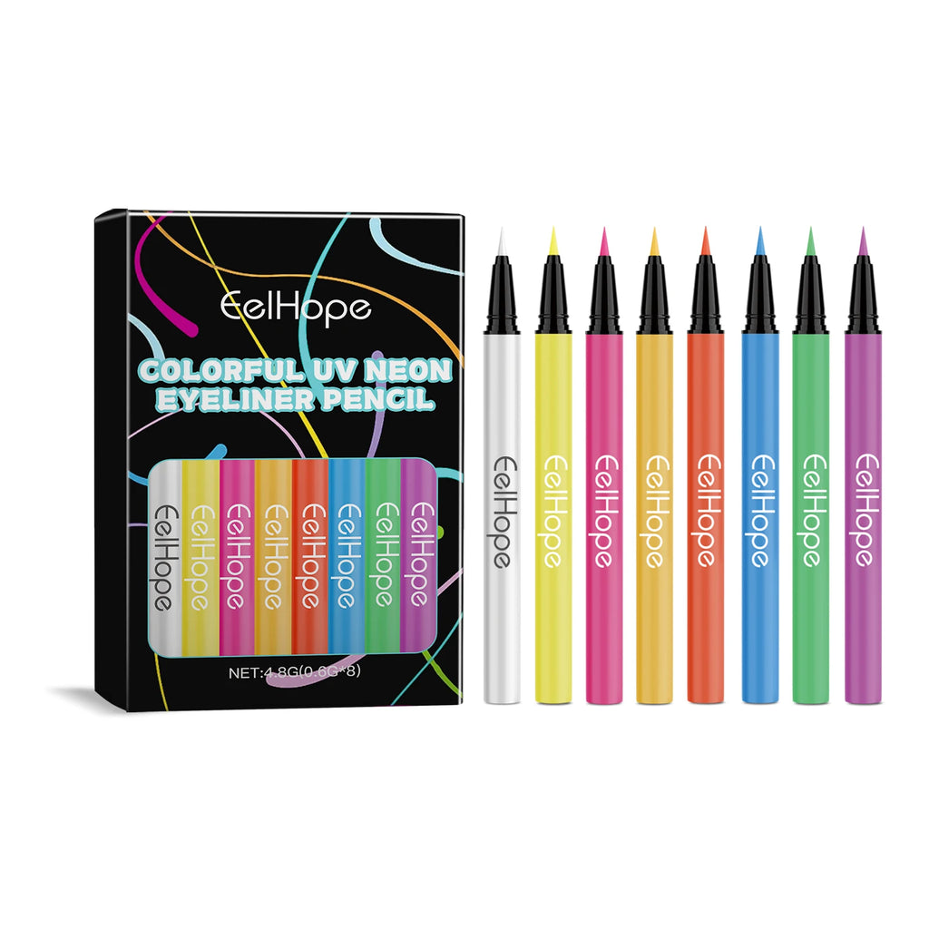 Eelhope 8-Color UV Neon Eyeliner Pencil Set – Waterproof UV Neon Eyeliner Set Oasis Select 1 set