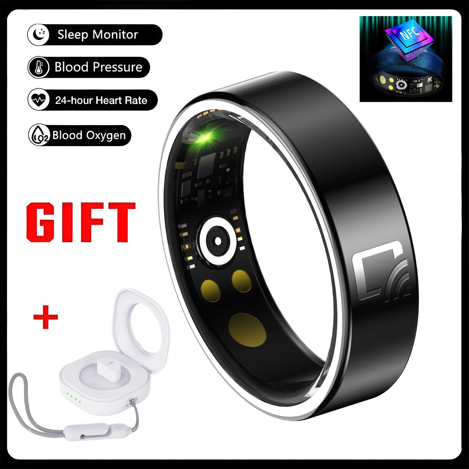 NFC Smart Ring 2025 – Heart Rate, SpO2 & Sleep Tracker