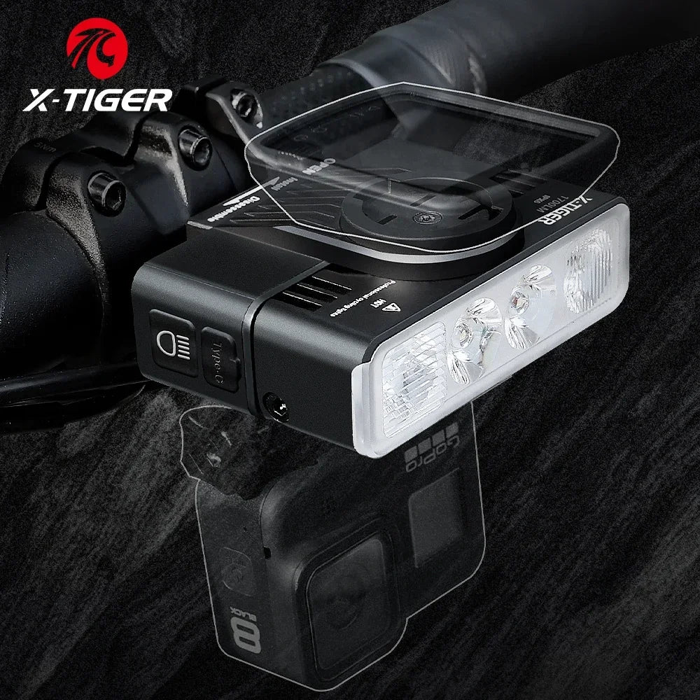 X-TIGER Bike Lights 1700LM High Brightness IPX6 Waterproof Night Riding Compatible With Garmin GoPro Mount Bicycle Front Light Oasis Select
