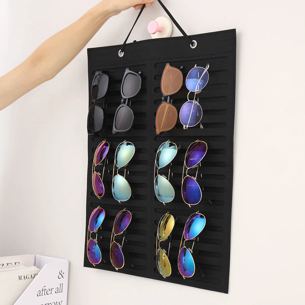1pc Wall mounted Black/White Foldable Glasses Storage Bag Sunglasses Glasses Box Hair Accessories Storage Hanging Bag Oasis Select
